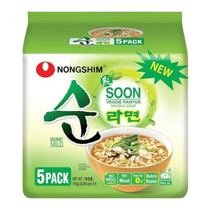 NONGSHIM Soon Veggie Ramyun – Vegane Instant Nudeln 5x112g