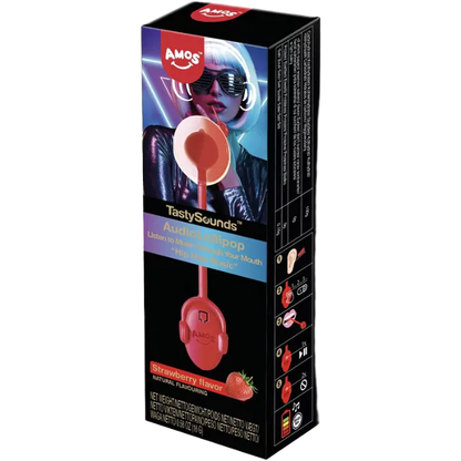 AMOS Tasty Sounds Lollip. Strawberry Hip Hop M. 16G