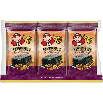 TAOKAENOI Seasoned Laver Seaweed Smoked BBG 3x4G