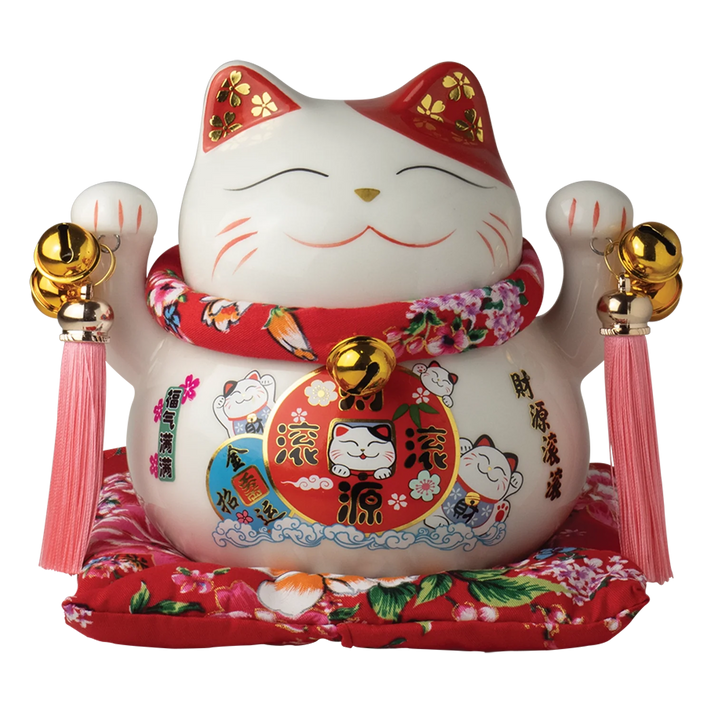 Jade Temple Porzellan Spardo. Maneki Neko WEISS