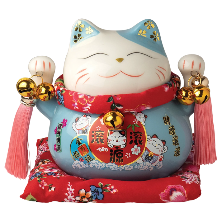 Jade Temple Porzellan Spardo. Maneki Neko Blau