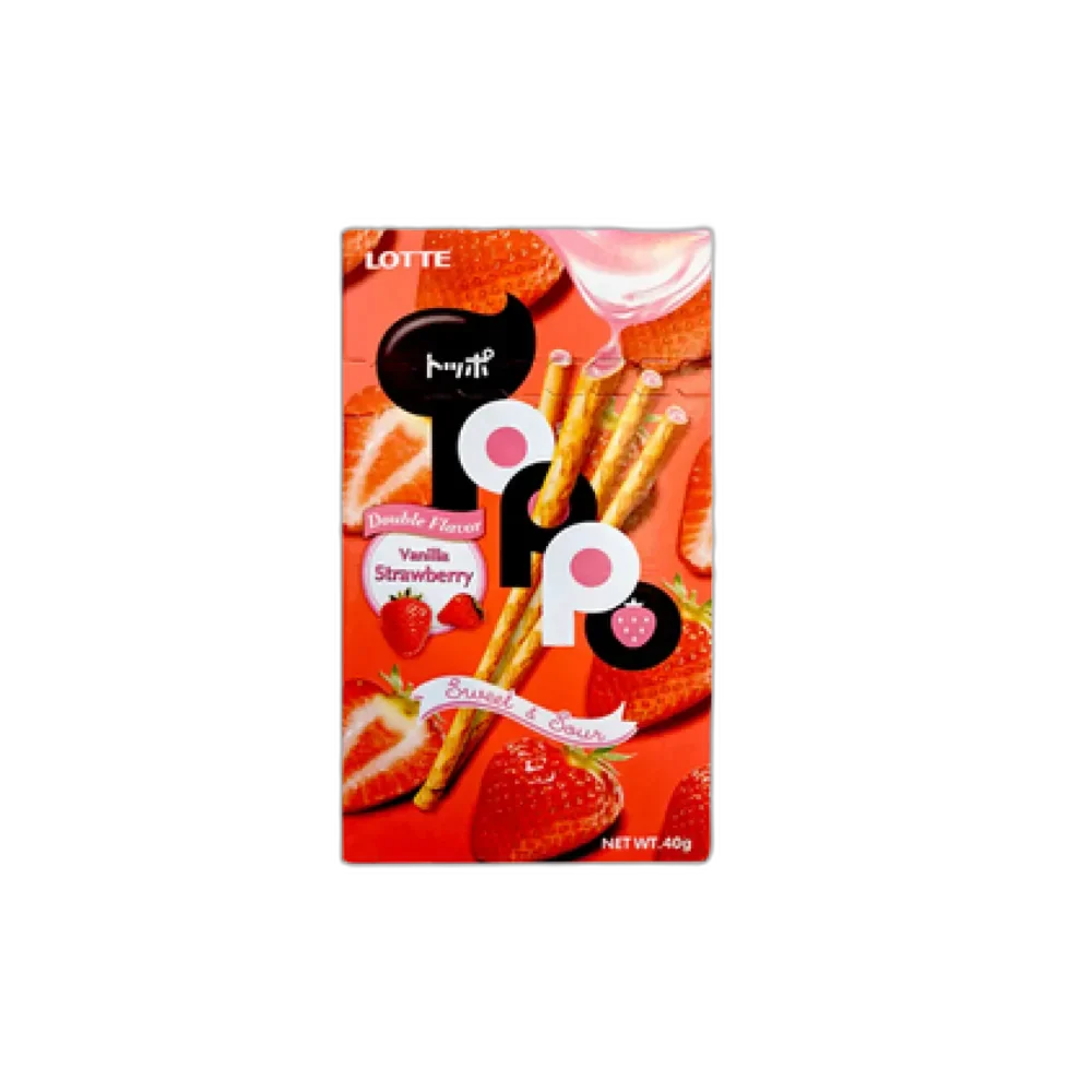 LOTTE Toppo Vanilla Strawberry Sticks 40G