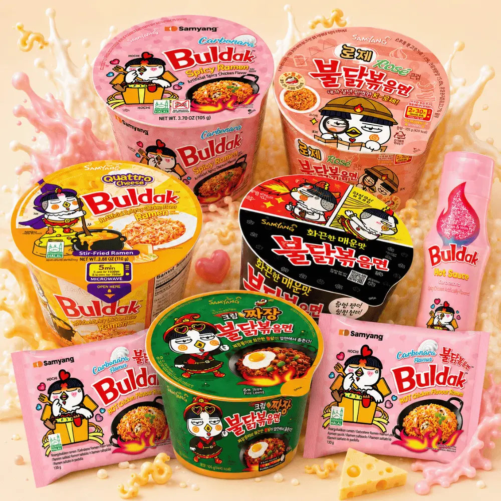SAMYANG Buldak Creamy Discovery Box – 6 Ramen & Sauce Set
