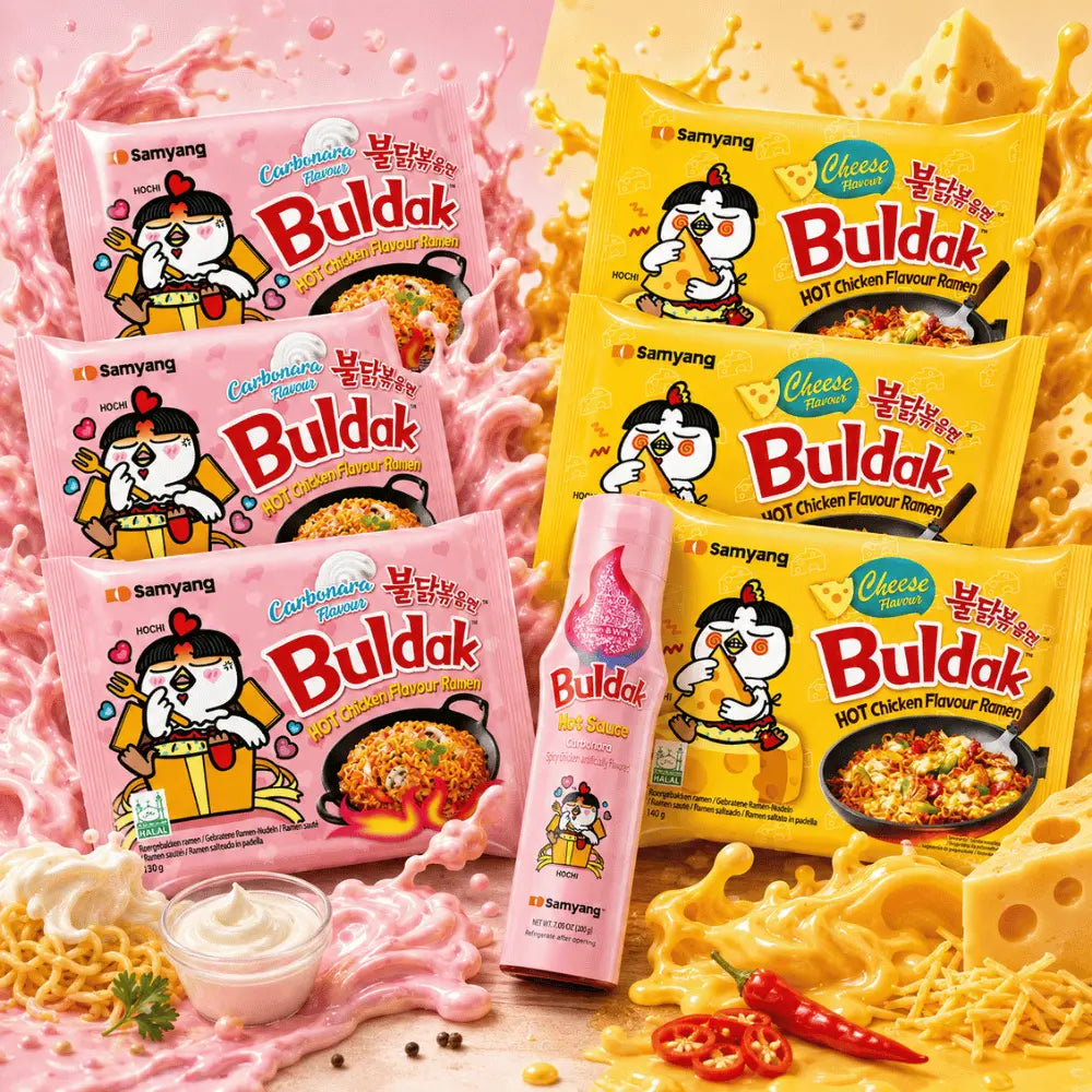 SAMYANG Buldak Pink vs. Yellow Box – Carbonara vs. Cheese